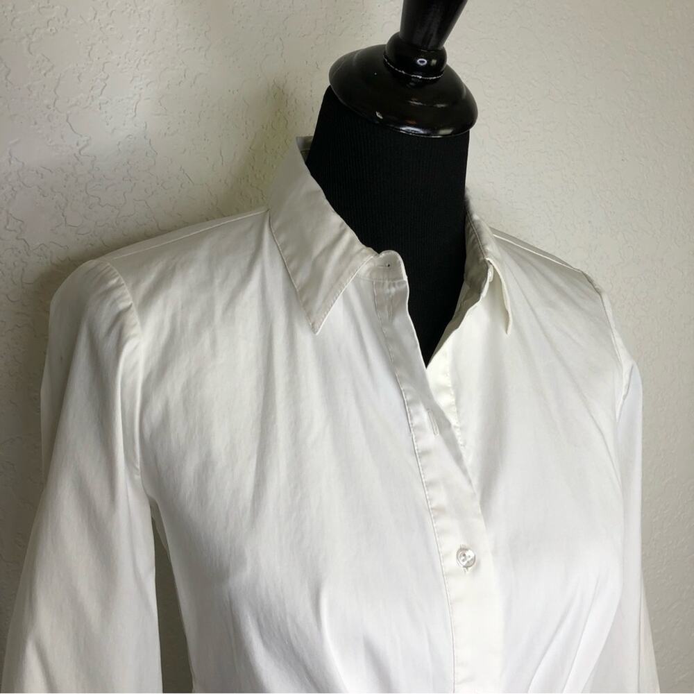 Whbm White Button Down Tie Front Top Size 0 - image 3